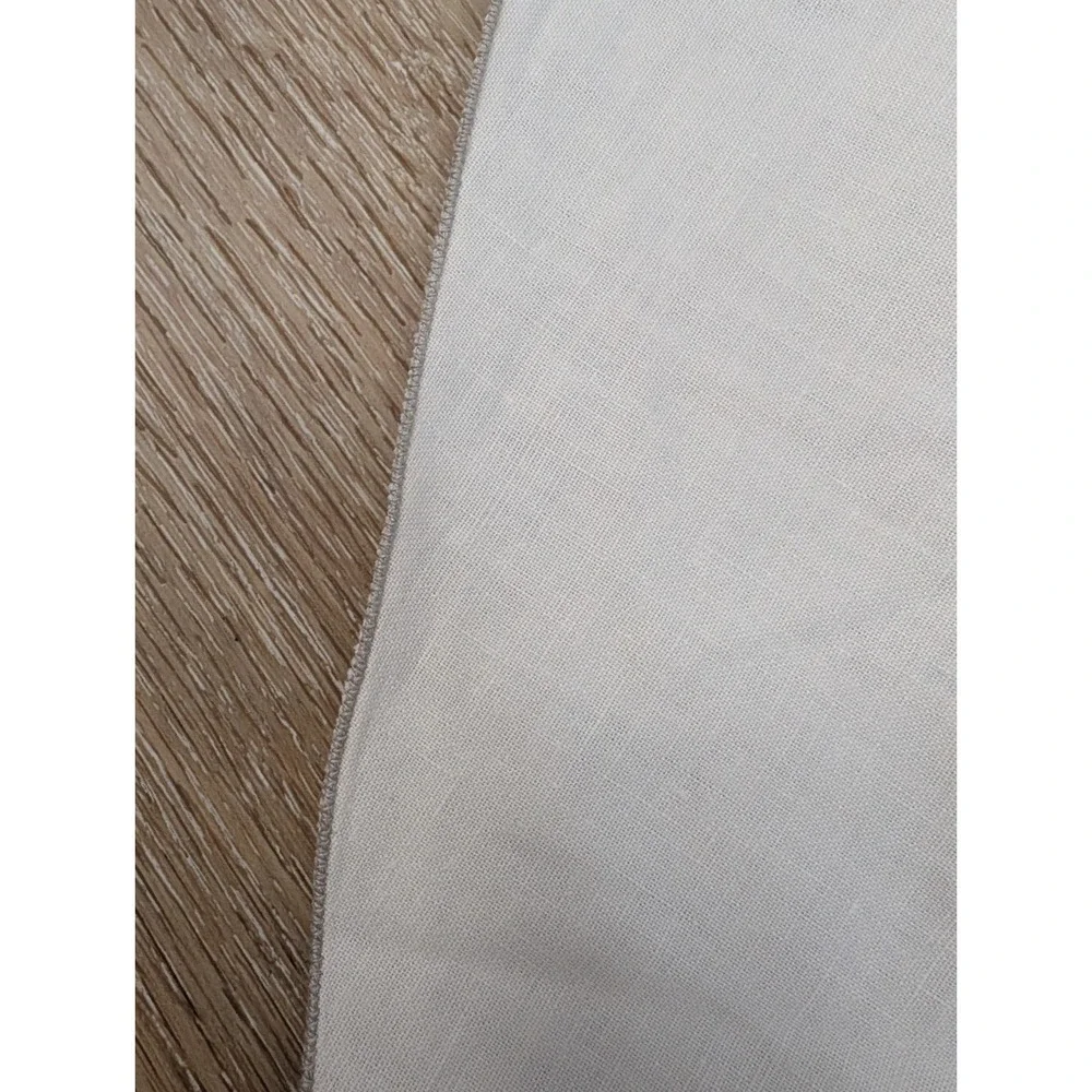 Vintage Embroidered‎ Scalloped Edge Cotton Ivory Tablecloth Oval 65